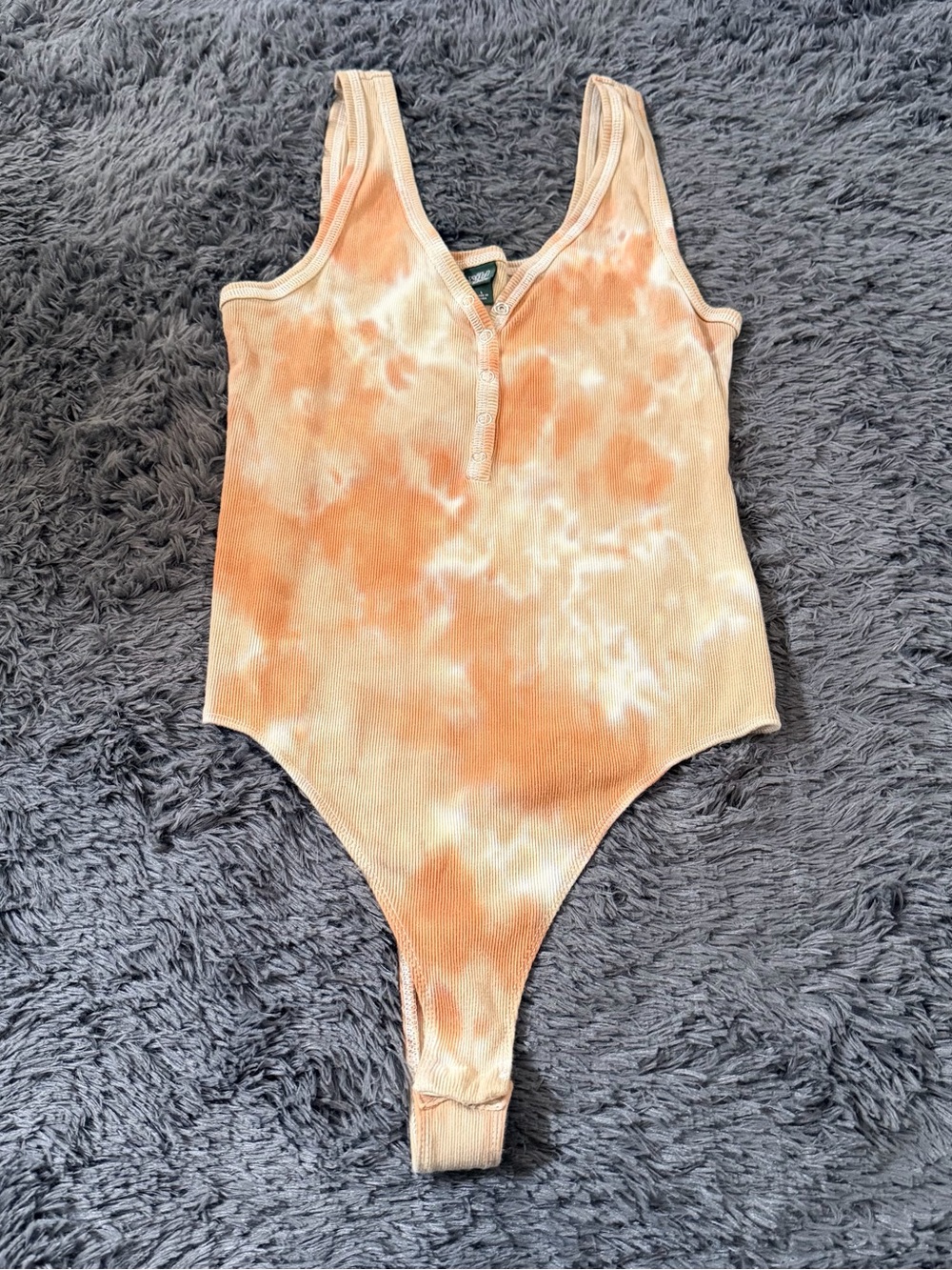 Wild Fable Orange Tie-Dye Ribbed V-Neck Bodysuit Sz L